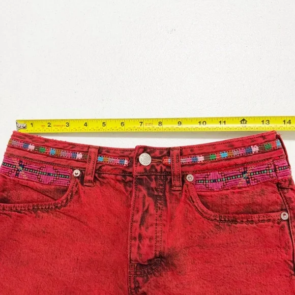 Free People Sun Break Red Denim Shorts 24 - Picture 11 of 14